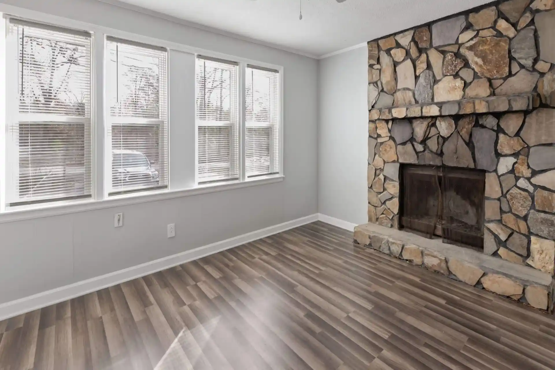 Before vertical and horizontal straightening in real estate photo editing