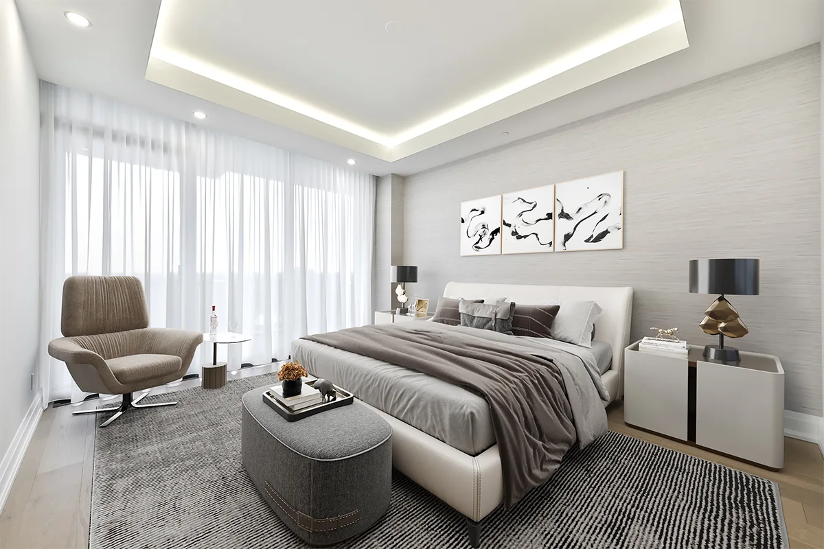 Empty living room before modern virtual staging