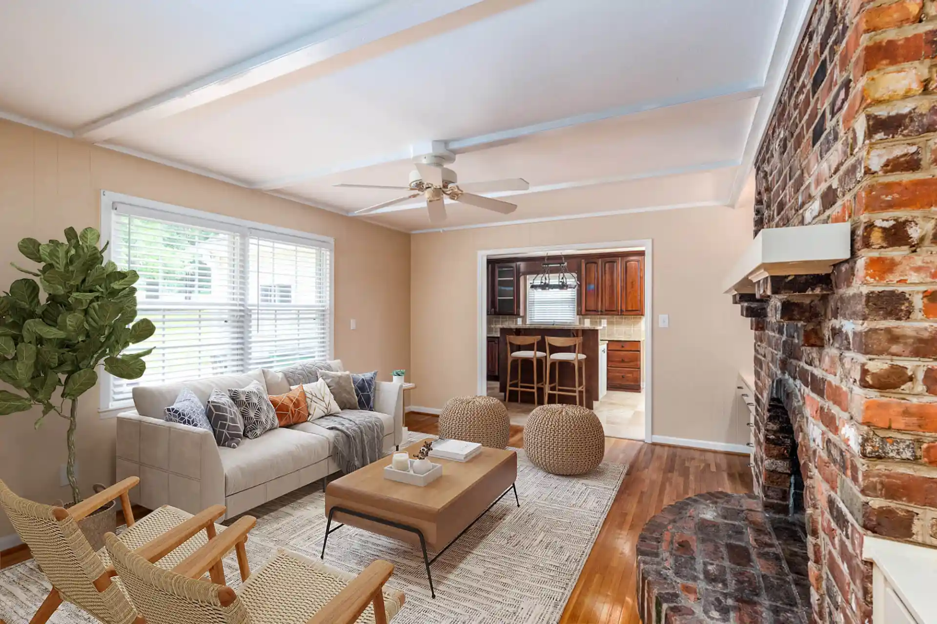 Vacant family room before Scandinavian virtual staging